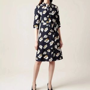 HOBBS London - Navy Floral Dress - Size 2